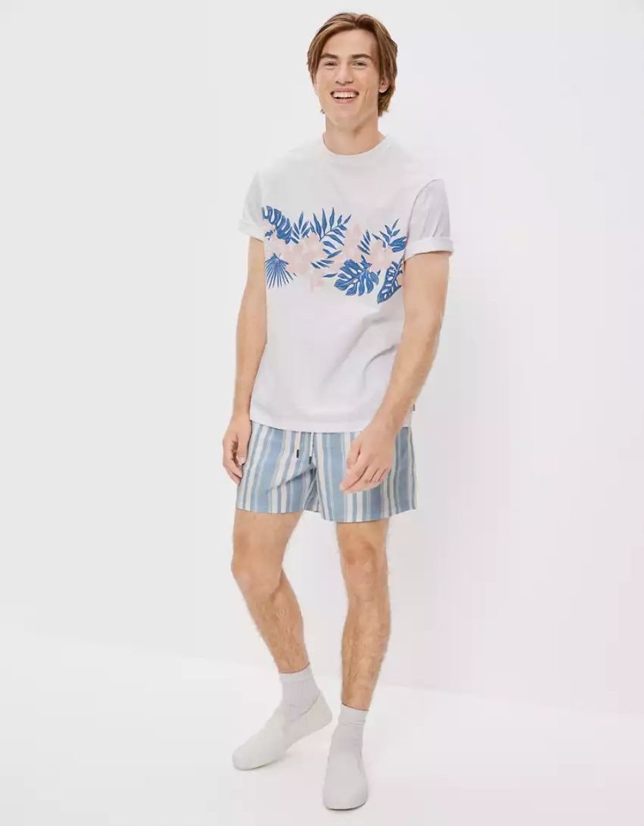 T Shirts American Eagle AE Super Soft Floral Blanche Homme | DMD-65008282